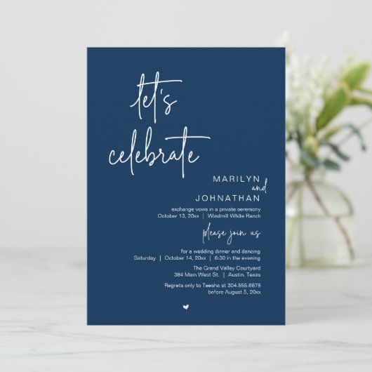 Let's Celebrate, Minimal Modern Wedding Reception 招待状 (スタンド正面)