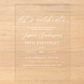 Let's Celebrate Minimalist Script 30歳の誕生日 アクリル招待状 (正面)