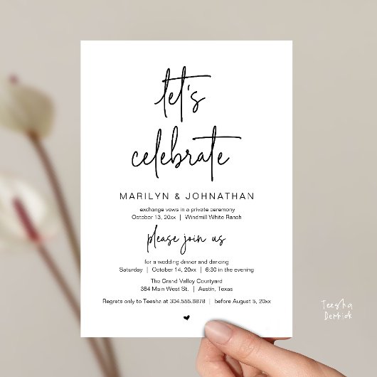 Let's Celebrate, Modern Minimal Wedding Reception 招待状