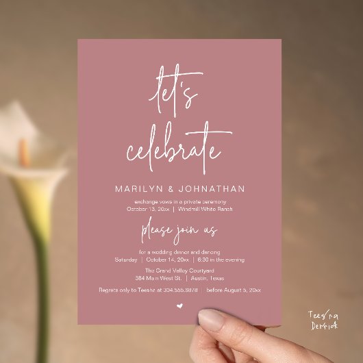Let's Celebrate, Modern Minimal Wedding Reception 招待状