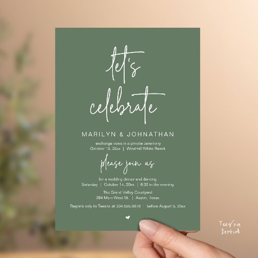 Let's Celebrate, Modern Minimal Wedding Reception 招待状