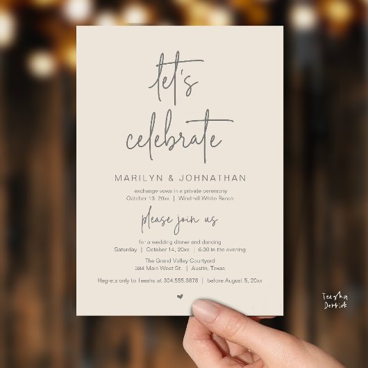 Let's Celebrate, Modern Minimal Wedding Reception 招待状