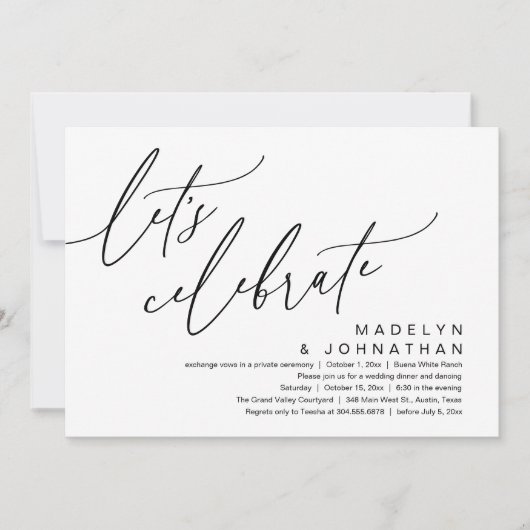 Let's Celebrate, Romantic Wedding Elopement Party 招待状 (正面)
