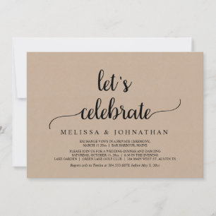 Let's Celebrate, Rustic Wedding Elopement Party 招待状