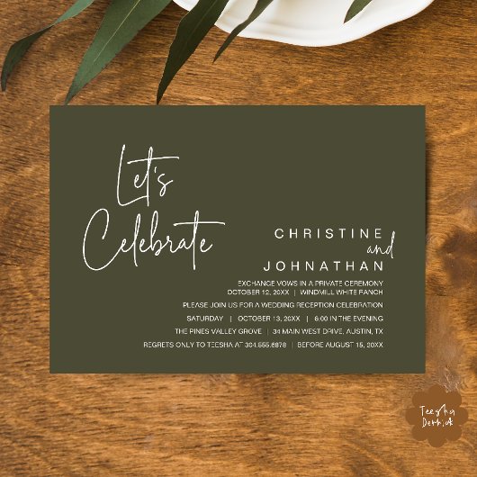 Let's Celebrate, Wedding Elopement Dinner Party 招待状