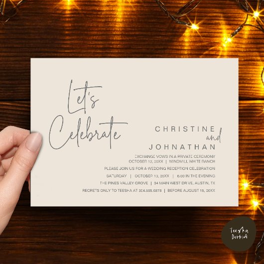 Let's Celebrate, Wedding Elopement Dinner Party 招待状