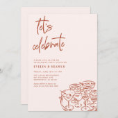 Let's Celebrate Whimsical Doodle Engagement Party 招待状 (正面/裏面)