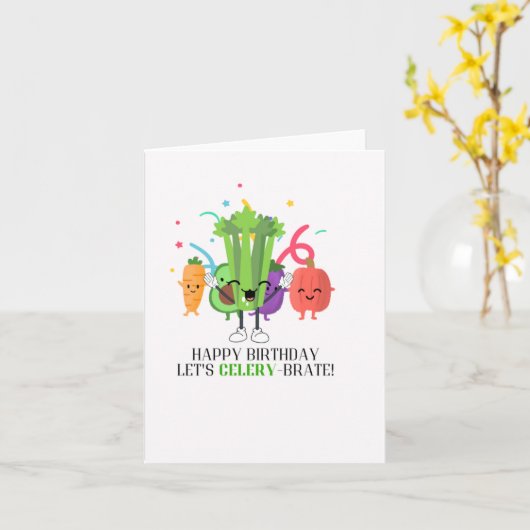 Let's Celery-Brate Puns誕生日 カード (黄色い花)