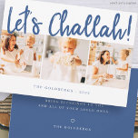 Let's Challah Modern Simple Three Photo Holiday シーズンカード<br><div class="desc">Design is composed of simple white background with cursive playful typography. Add your name,  greeting,  and year</div>