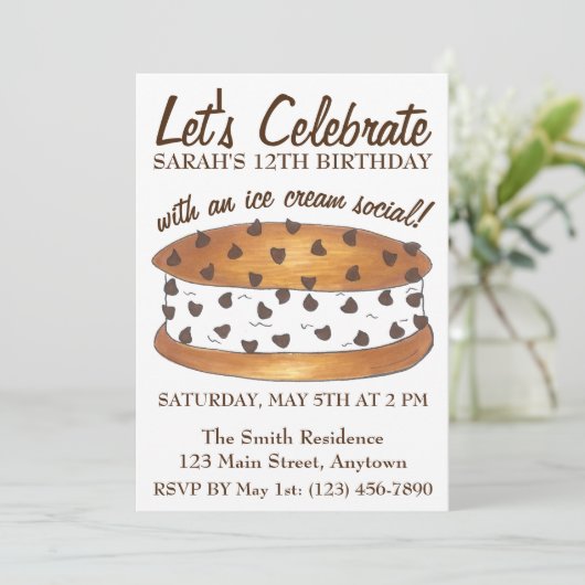 Let's Chipwichアイス祝クリームソーシャル誕生日 招待状 (スタンド正面)