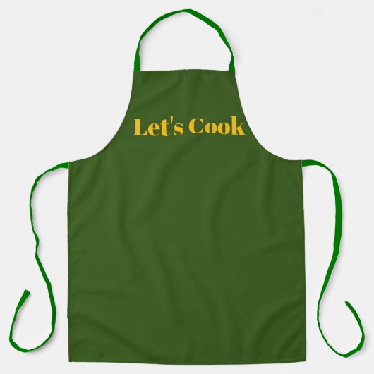 Let's Cook Olive Green  Kitchen Craft Chef  エプロン (正面)