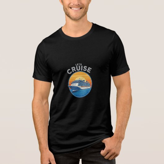 Let's Cruise Retro Sunset Vacation T-Shirt トライブレンドＴシャツ (正面)