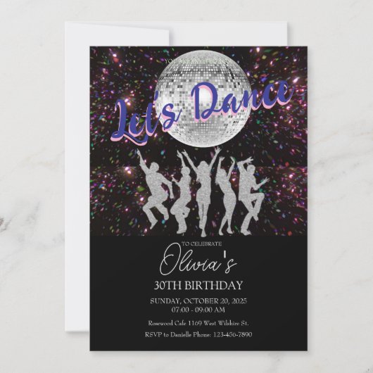 Let's Dance Birthday Party Invitation 招待状 (正面)
