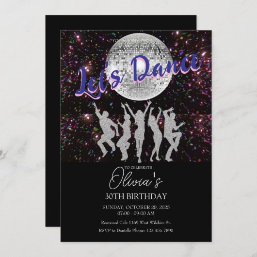 Let's Dance Birthday Party Invitation 招待状 (正面/裏面)