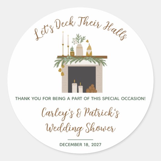 Let's Deck Their Halls! Bridal, Wedding Shower ラウンドシール (正面)