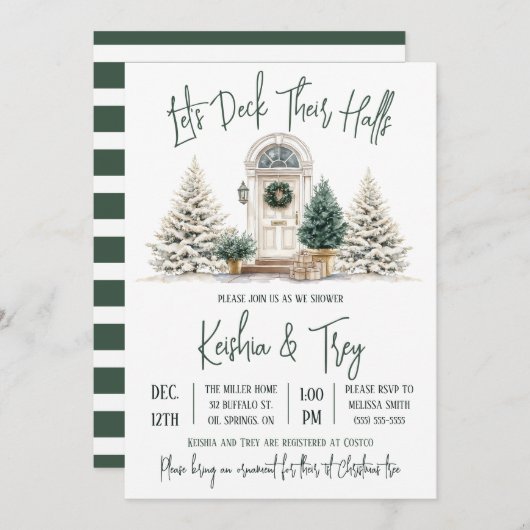 Let's Deck Their Halls, Holiday Bridal Shower 招待状 (正面/裏面)