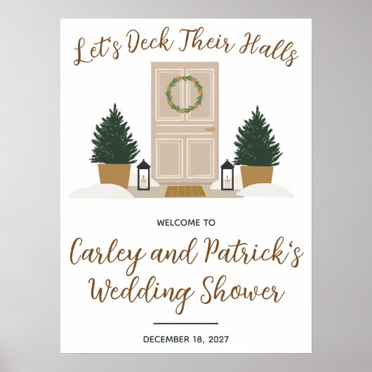 Let's Deck Their Halls Holiday Shower Welcome Sign ポスター (正面)