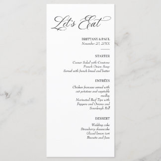 Let's Eat Elegant minimal menu black and white メニュー