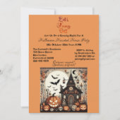 Let's Fang Out スクリプト モダン ハウント ハウス パーティー 招待状 (正面)