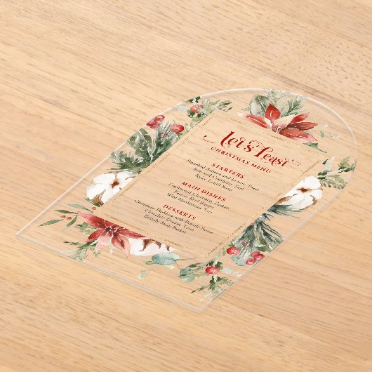 Let's Feast Christmas Menu Festive Christmas Frame アクリル招待状 (レイダウン)