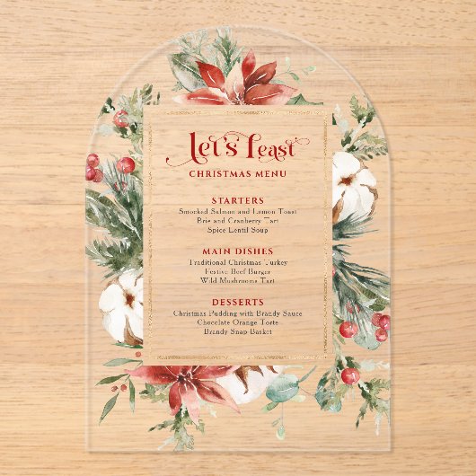 Let's Feast Christmas Menu Festive Christmas Frame アクリル招待状 (正面)