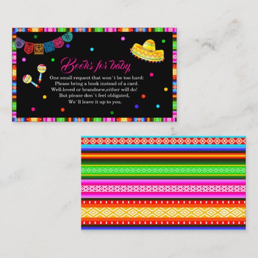 Let's Fiesta水色の赤ちゃんシャワー本ベビー エンクロージャーカード (正面/裏面)