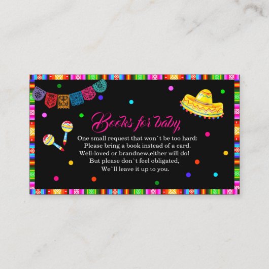 Let's Fiesta水色の赤ちゃんシャワー本ベビー エンクロージャーカード (正面)