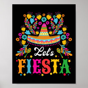 Let's Fiesta おもしろい Cinco De Mayo Women Kids ポスター