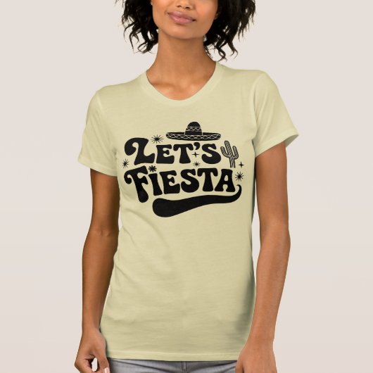 Let's Fiesta  グルーヴィーな祭り ソンブレロ サボテン Tシャツ (正面)