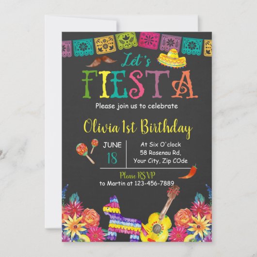 Let's Fiesta 誕生日招待状 招待状 (正面)