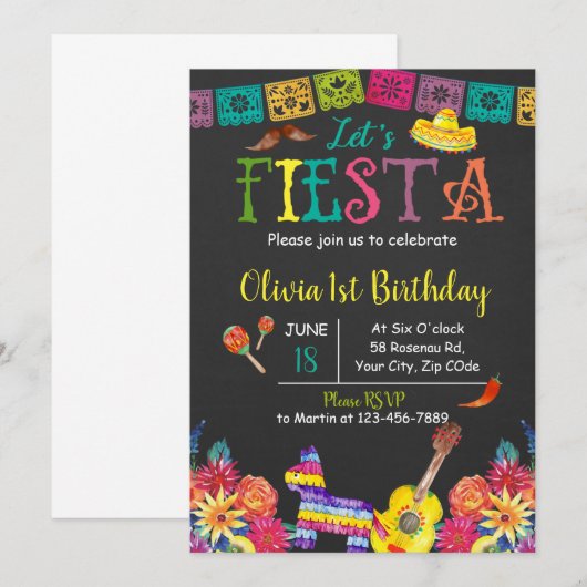 Let's Fiesta 誕生日招待状 招待状 (正面/裏面)