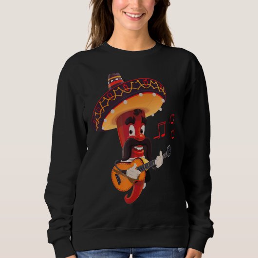 Let's Fiesta 5 De Mayo Viva Mexico Pepper Guitar スウェットシャツ (正面)