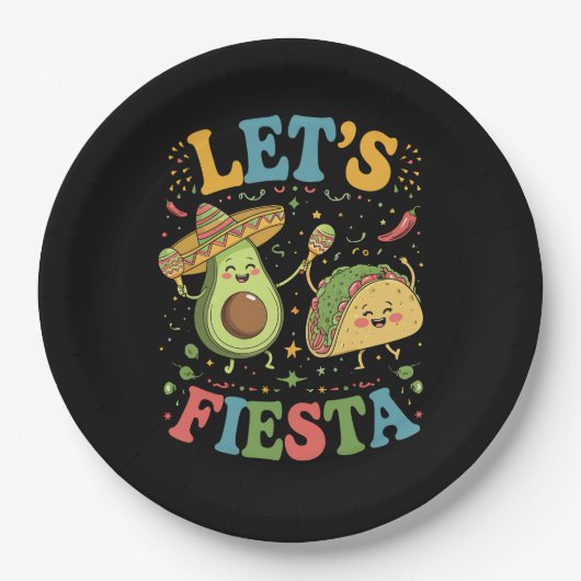 Let'S Fiesta Avocado And Tacos Cinco De Mayo ペーパープレート (正面)