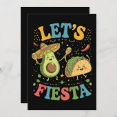 Let'S Fiesta Avocado And Tacos Cinco De Mayo 招待状 (正面/裏面)