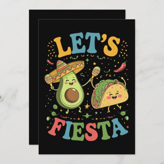 Let'S Fiesta Avocado And Tacos Cinco De Mayo 招待状 (正面/裏面)