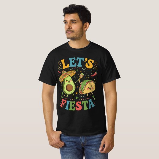 Let'S Fiesta Avocado And Tacos Cinco De Mayo Tシャツ (正面フル)