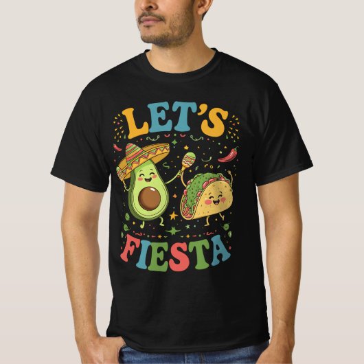 Let'S Fiesta Avocado And Tacos Cinco De Mayo Tシャツ (正面)