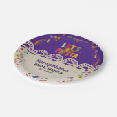 Let's Fiesta Bridal Shower Mexican Floral ペーパープレート (アングル)