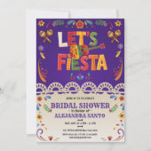 Let's Fiesta Bridal Shower Mexican Floral 招待状 (正面)
