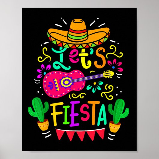 Let's Fiesta Cinco De Mayoメキシコパーティーギターロ ポスター (正面)