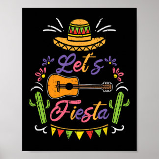 Let's Fiesta Cinco De Mayoメキシコ人パーティーの女性 ポスター