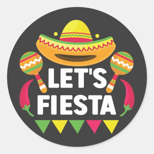 Let's Fiesta Cinco De Mayo,メキシコインスパイア ラウンドシール (正面)