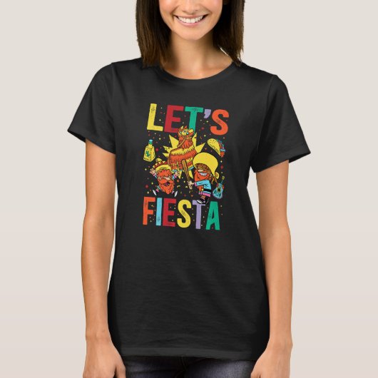 Let's Fiesta Cinco De Mayo Camisa Mexicana Hombre  Tシャツ (正面)