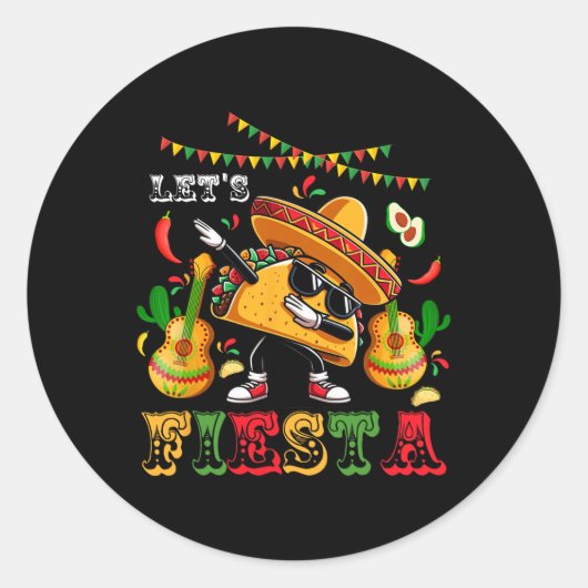 Let's Fiesta Cinco De Mayo Dabbingタコキッズボーイズ ラウンドシール (正面)
