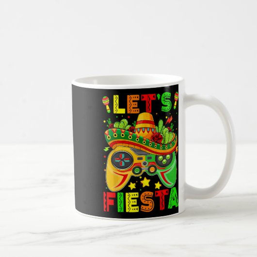 Let's Fiesta Cinco De Mayo Shirt Kids Gamer Boy Vi コーヒーマグカップ (右)