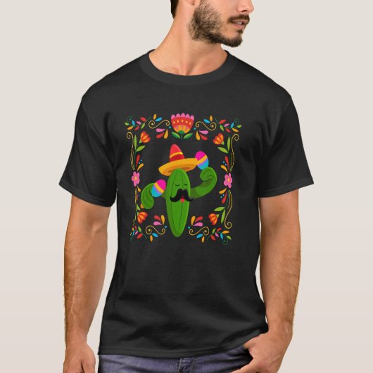 Lets Fiesta Cinco De Mayo with Guitar Cactus Sombr Tシャツ (正面)