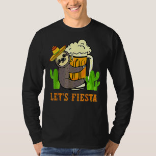 Let's Fiesta Sloth Beer Drink Cinco De Mayo Mex Tシャツ