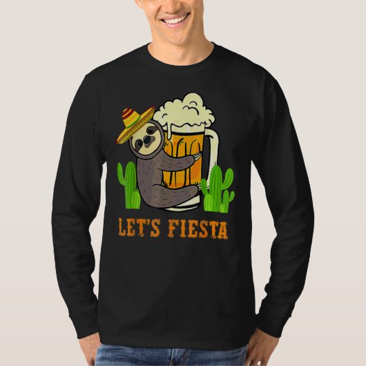 Let's Fiesta Sloth Beer Drink Cinco De Mayo Mex Tシャツ (正面)