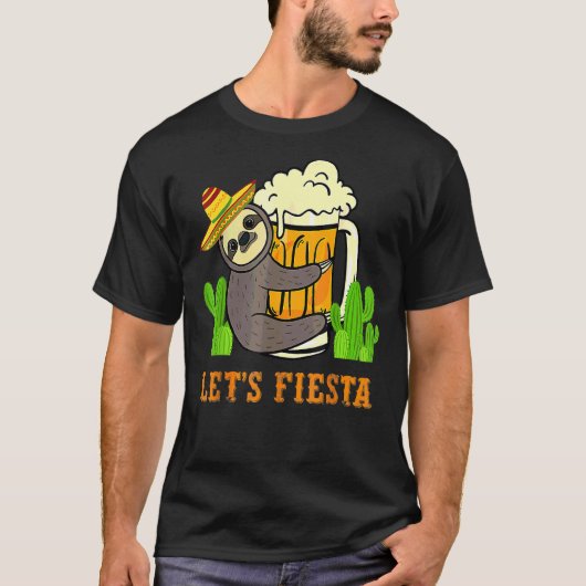 Let's Fiesta Sloth Beer Drink Cinco De Mayo Mex Tシャツ (正面)