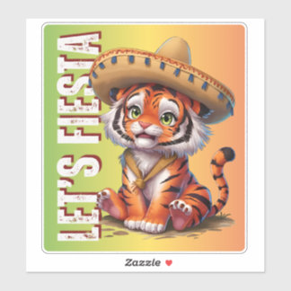 Let's Fiesta - Tiger Cinco de Mayoステッカー シール